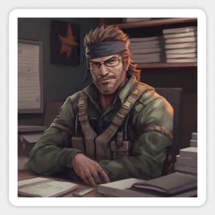 Solid Snake At A Desk Magnet